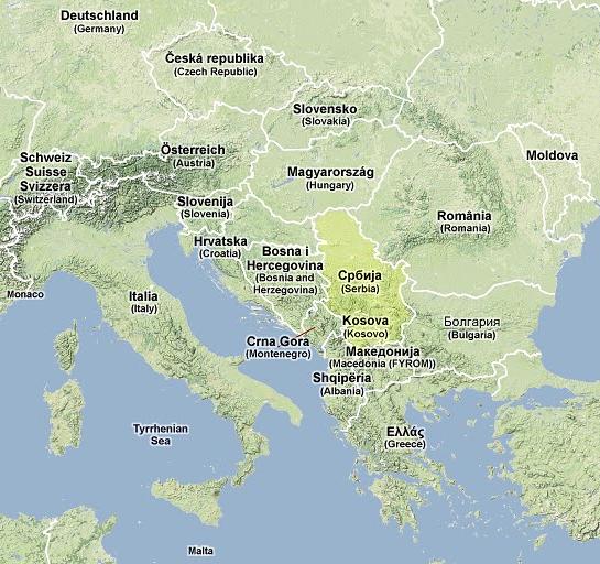Geografski položaj Srbije na Balkanskom poluostrvu i jugoistočnoj Evropi