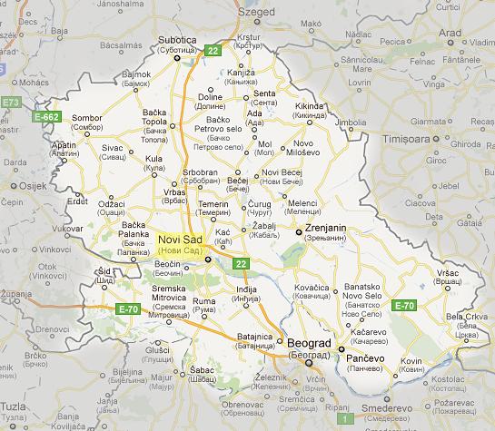 Pozicija grada Novog Sada unutar putne mreže AP Vojvodine